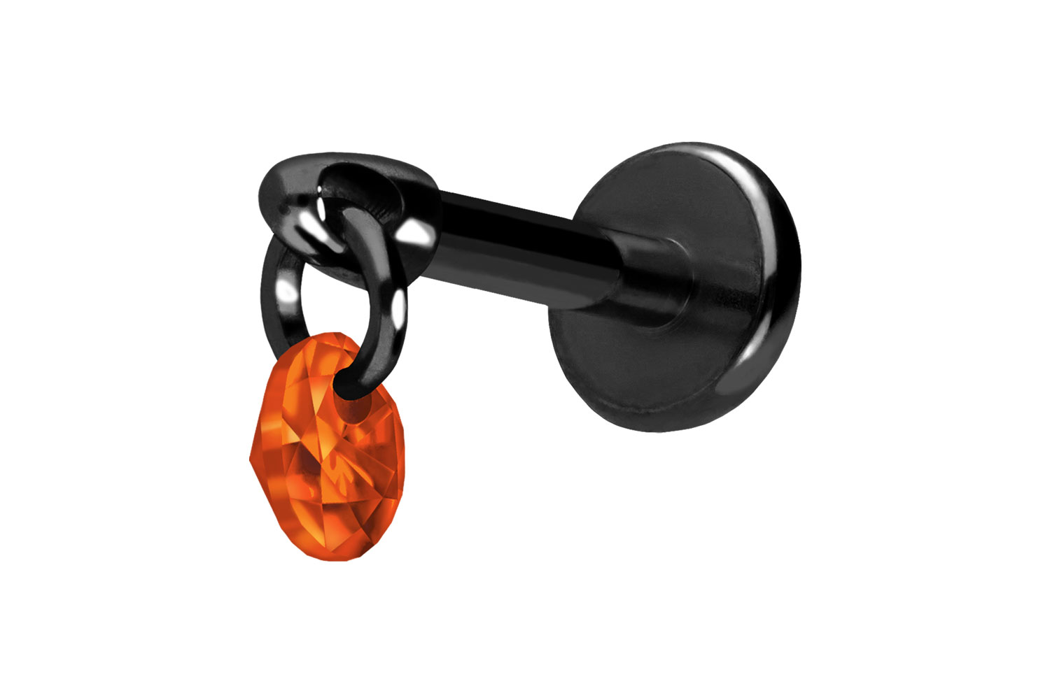 Titan Labret Piercing mit Push Fit RUNDER KRISTALL